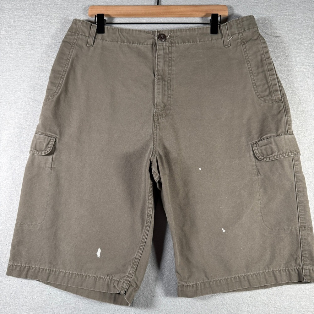 Vintage Levis Dry Goods Cargo Shorts Mens 36 Olive Green Cotton‎ Paint Splatter